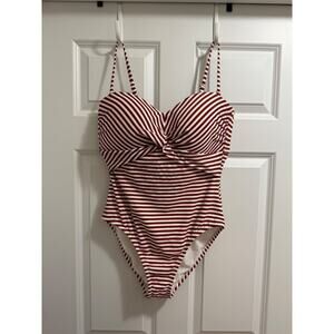 Kona Sol Women's Brick Striped One Piece Swimsuit LARGE